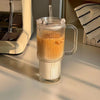 Globetrek° GlassTumbler: Large Capacity Clear Ribbed Design Glass Tumbler
