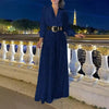 Icone™ ClassicJumpsuit - Elegant V-Neck Long Sleeve Sequin Classic Jumpsuit