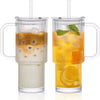 Globetrek° GlassTumbler: Large Capacity Clear Ribbed Design Glass Tumbler